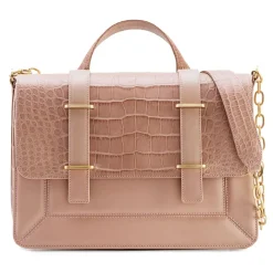 Aleksandra Badura Bags-- Candy Bag Postina - Alligator & Calfskin Shoulder Bag - Blush - Luxury High Quality Leather Bag - Avvenice