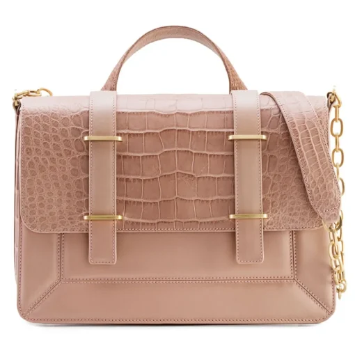 Aleksandra Badura Bags-- Candy Bag Postina - Alligator & Calfskin Shoulder Bag - Blush - Luxury High Quality Leather Bag - Avvenice