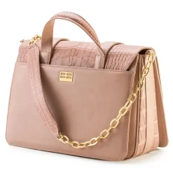 Aleksandra Badura Bags-- Candy Bag Postina - Alligator & Calfskin Shoulder Bag - Blush - Luxury High Quality Leather Bag - Avvenice