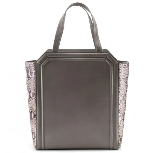Aleksandra Badura Bags-- Clio Bag - Calfskin & Snake Bag - Ash & Roccia - Luxury High Quality Leather Bag - Avvenice