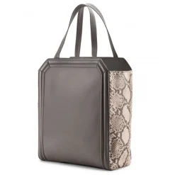 Aleksandra Badura Bags-- Clio Bag - Calfskin & Snake Bag - Ash & Roccia - Luxury High Quality Leather Bag - Avvenice