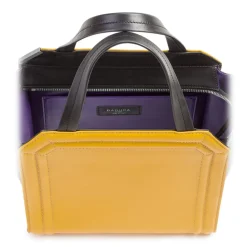 Aleksandra Badura Bags-- Clio Mini Bag - Calfskin & Goatskin Shopper Bag - Mustard & Onyx - Luxury High Quality Leather Bag - Avvenice