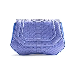 Aleksandra Badura Bags-- Etoile Mini Bag - Python Shoulder Bag - Denim - Luxury High Quality Leather Bag - Avvenice