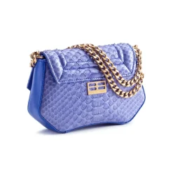 Aleksandra Badura Bags-- Etoile Mini Bag - Python Shoulder Bag - Denim - Luxury High Quality Leather Bag - Avvenice