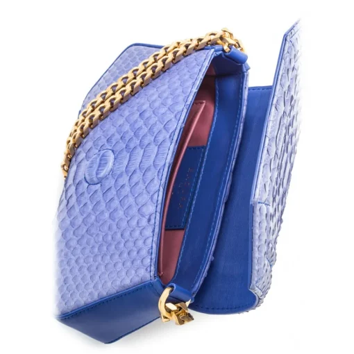 Aleksandra Badura Bags-- Etoile Mini Bag - Python Shoulder Bag - Denim - Luxury High Quality Leather Bag - Avvenice
