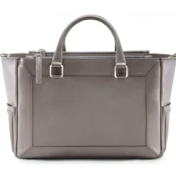 Aleksandra Badura Bags-- Ladylike Medium Bag - Calfskin Top-Handle Tote Bag - Ash - Luxury High Quality Leather Bag - Avvenice
