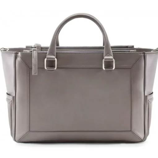 Aleksandra Badura Bags-- Ladylike Medium Bag - Calfskin Top-Handle Tote Bag - Ash - Luxury High Quality Leather Bag - Avvenice