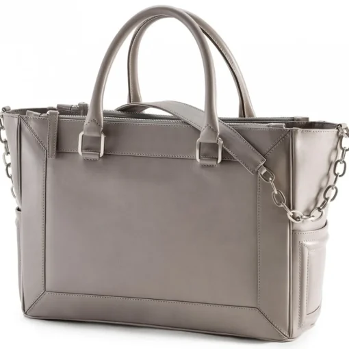 Aleksandra Badura Bags-- Ladylike Medium Bag - Calfskin Top-Handle Tote Bag - Ash - Luxury High Quality Leather Bag - Avvenice