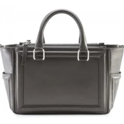 Aleksandra Badura Bags-- Ladylike Bag - Calfskin Top-Handle Tote Bag - Metallic Grey - Luxury High Quality Leather Bag - Avvenice