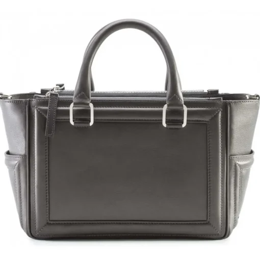 Aleksandra Badura Bags-- Ladylike Bag - Calfskin Top-Handle Tote Bag - Metallic Grey - Luxury High Quality Leather Bag - Avvenice