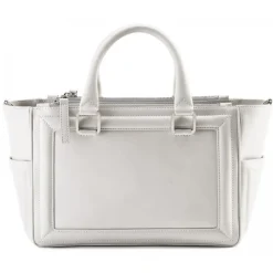 Aleksandra Badura Bags-- Ladylike Bag - Calfskin & Python Top-Handle Tote Bag - Acquamarine & Stone - Luxury High Quality Leather Bag - Avvenice