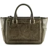 Aleksandra Badura Bags-- Ladylike Bag - Calfskin & Python Top-Handle Tote Bag - Dark Olive - Luxury High Quality Leather Bag - Avvenice
