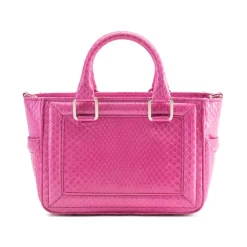 Aleksandra Badura Bags-- Ladylike Mini Bag - Python Top-Handle Tote Bag - Pink - Luxury High Quality Leather Bag - Avvenice