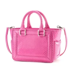 Aleksandra Badura Bags-- Ladylike Mini Bag - Python Top-Handle Tote Bag - Pink - Luxury High Quality Leather Bag - Avvenice
