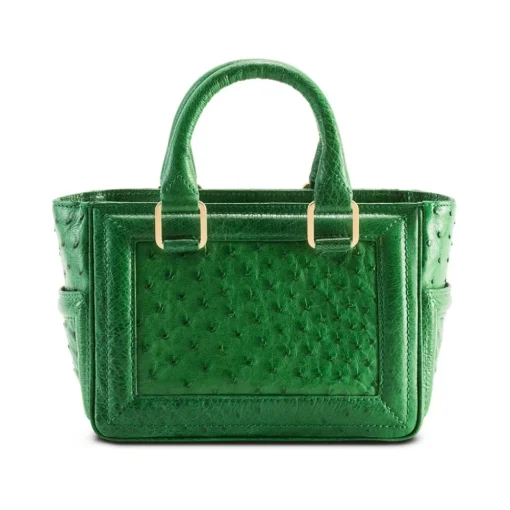 Aleksandra Badura Bags-- Ladylike Mini Bag - Ostrich Top-Handle Tote Bag - Green - Luxury High Quality Leather Bag - Avvenice