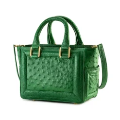 Aleksandra Badura Bags-- Ladylike Mini Bag - Ostrich Top-Handle Tote Bag - Green - Luxury High Quality Leather Bag - Avvenice
