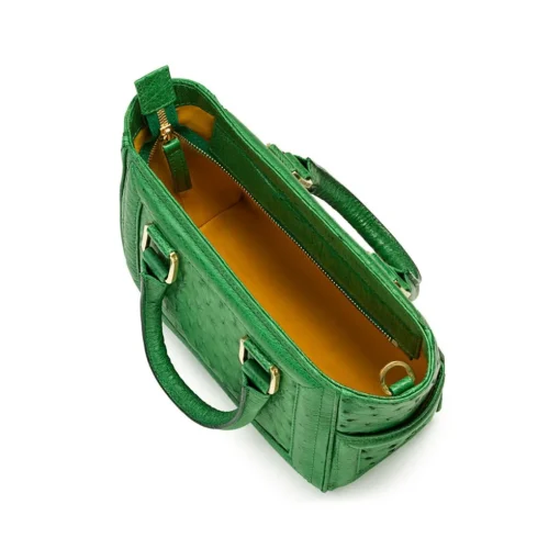 Aleksandra Badura Bags-- Ladylike Mini Bag - Ostrich Top-Handle Tote Bag - Green - Luxury High Quality Leather Bag - Avvenice