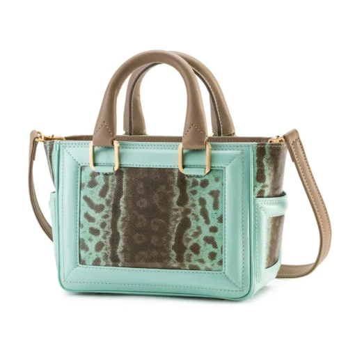 Aleksandra Badura Bags-- Ladylike Mini Bag - Calfskin & Karung Top-Handle Tote Bag - Mint - Luxury High Quality Leather Bag - Avvenice