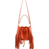 Aleksandra Badura Bags-- Lucky Bucket Bag Medium - Fringe Bucket Bag Medium - Tangerine - Luxury High Quality Leather Bag - Avvenice