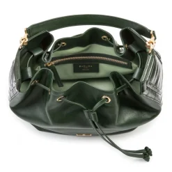 Aleksandra Badura Bags-- Lucky Bucket Bag - Bucket Bag in Goat and Eel Leather - Pine Green - Luxury High Quality Leather Bag - Avvenice