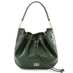 Aleksandra Badura Bags-- Lucky Bucket Bag - Bucket Bag in Goat and Eel Leather - Pine Green - Luxury High Quality Leather Bag - Avvenice