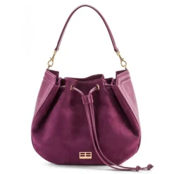 Aleksandra Badura Bags-- Lucky Bucket Bag - Bucket Bag in Calfskin and Suede - Rose Richelieu - Luxury High Quality Leather Bag - Avvenice