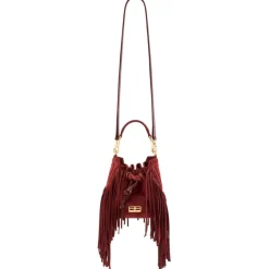 Aleksandra Badura Bags-- Lucky Bucket Bag Mini - Fringe Bucket Bag - Gold - Luxury High Quality Leather Bag - Avvenice