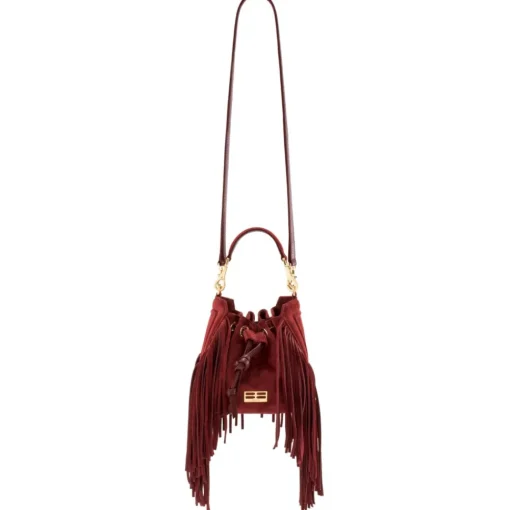 Aleksandra Badura Bags-- Lucky Bucket Bag Mini - Fringe Bucket Bag - Gold - Luxury High Quality Leather Bag - Avvenice
