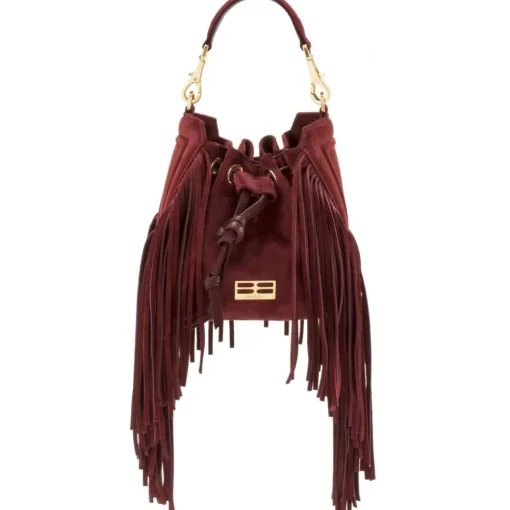 Aleksandra Badura Bags-- Lucky Bucket Bag Mini - Fringe Bucket Bag - Gold - Luxury High Quality Leather Bag - Avvenice