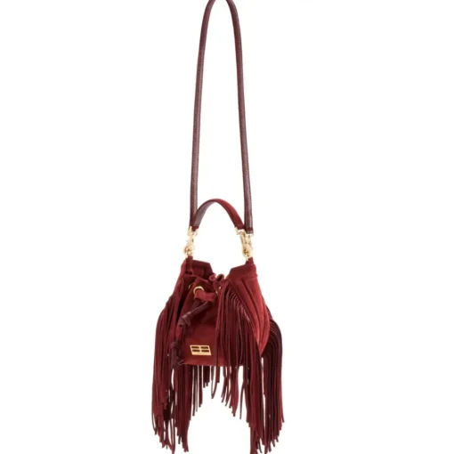 Aleksandra Badura Bags-- Lucky Bucket Bag Mini - Fringe Bucket Bag - Gold - Luxury High Quality Leather Bag - Avvenice