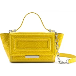 Aleksandra Badura Bags-- Luisa Mini Bag - Calfskin & Python Shoulder Bag - Lemon - Luxury High Quality Leather Bag - Avvenice