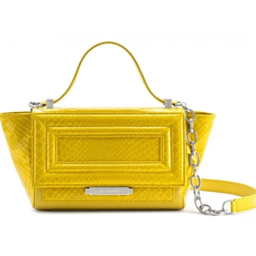 Aleksandra Badura Bags-- Luisa Mini Bag - Calfskin & Python Shoulder Bag - Lemon - Luxury High Quality Leather Bag - Avvenice
