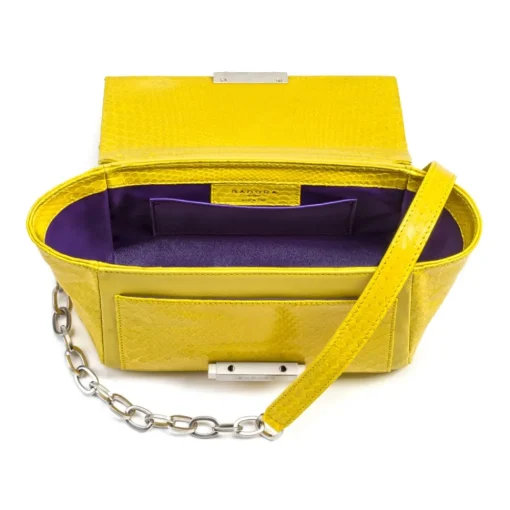 Aleksandra Badura Bags-- Luisa Mini Bag - Calfskin & Python Shoulder Bag - Lemon - Luxury High Quality Leather Bag - Avvenice