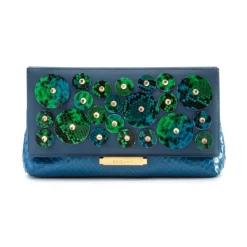 Aleksandra Badura Bags-- Luisa Clutch - Calfskin & Python Envelope Clutch - Ocean Blue - Luxury High Quality Leather Bag - Avvenice