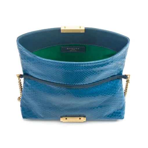 Aleksandra Badura Bags-- Luisa Clutch - Calfskin & Python Envelope Clutch - Ocean Blue - Luxury High Quality Leather Bag - Avvenice