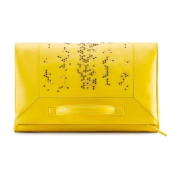 Aleksandra Badura Bags-- Privee Clutch - Goatskin Envelope Clutch - Lemon - Luxury High Quality Leather Bag - Avvenice