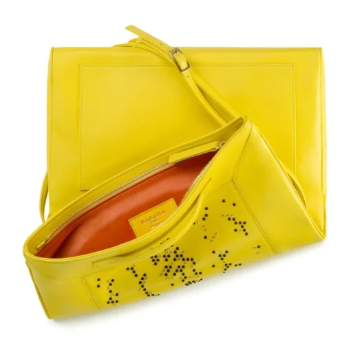 Aleksandra Badura Bags-- Privee Clutch - Goatskin Envelope Clutch - Lemon - Luxury High Quality Leather Bag - Avvenice