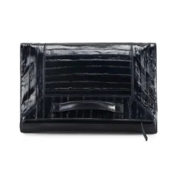 Aleksandra Badura Bags-- Privee Clutch - Calfskin & Eel Envelope Clutch - Midnight Blue - Luxury High Quality Leather Bag - Avvenice