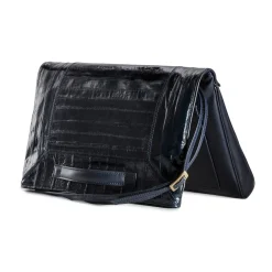 Aleksandra Badura Bags-- Privee Clutch - Calfskin & Eel Envelope Clutch - Midnight Blue - Luxury High Quality Leather Bag - Avvenice