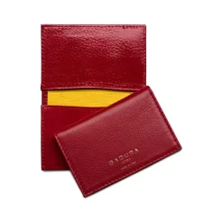 Aleksandra Badura Wallets-- Small Leather Goods - Business Card Holder in Calfskin - Red - Luxury High Quality - Avvenice