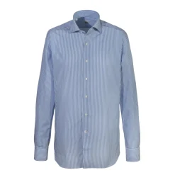 Alessandro Gherardi Shirts-- Long Sleeve Shirt - Light Blue Stripe - Shirt - Handmade in Italy - Luxury Exclusive Collection - Avvenice