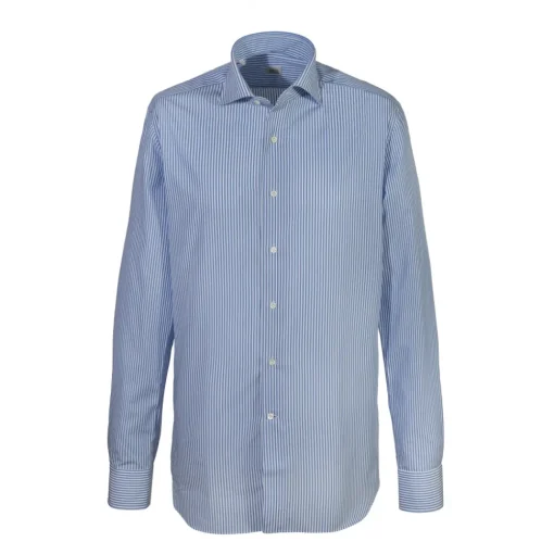 Alessandro Gherardi Shirts-- Long Sleeve Shirt - Light Blue Stripe - Shirt - Handmade in Italy - Luxury Exclusive Collection - Avvenice