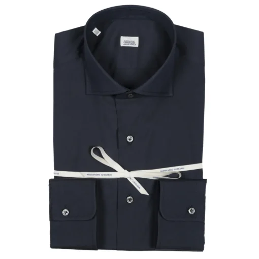 Alessandro Gherardi Shirts-- Long Sleeve Shirt - Dark Blue - Shirt - Handmade in Italy - Luxury Exclusive Collection - Avvenice