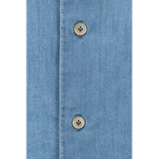 Alessandro Gherardi Shirts-- Long Sleeve Shirt - Light Denim - Shirt - Handmade in Italy - Luxury Exclusive Collection - Avvenice