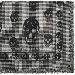 Alexander McQueen Other Accessories-- Grey Skull Print Scarf - Black Ivory - Exclusive Luxury Collection - Avvenice