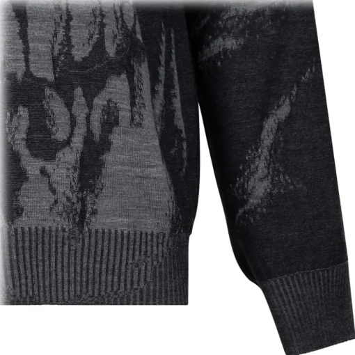 Alexander McQueen Knitwears-- Grey Skull Intarsia Sweater - Grey Charcoal - Exclusive Luxury Collection - Avvenice