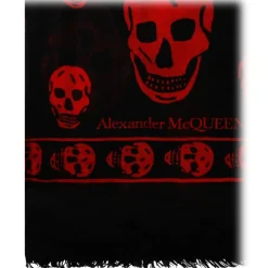 Alexander McQueen Other Accessories-- Skull Scarf - Black Red - Exclusive Luxury Collection - Avvenice