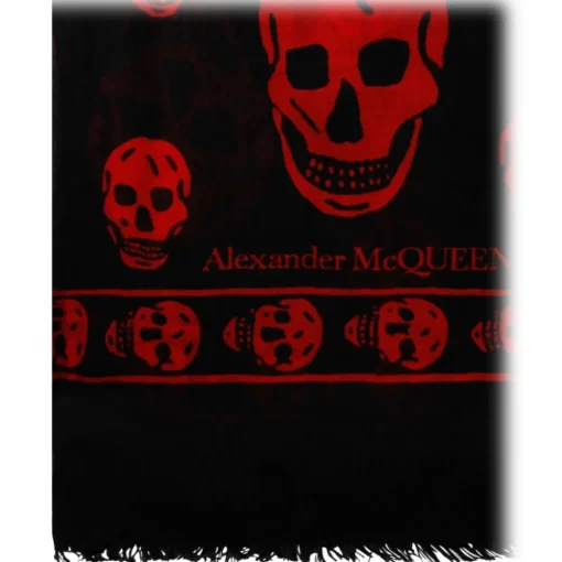 Alexander McQueen Other Accessories-- Skull Scarf - Black Red - Exclusive Luxury Collection - Avvenice