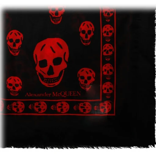 Alexander McQueen Other Accessories-- Skull Scarf - Black Red - Exclusive Luxury Collection - Avvenice