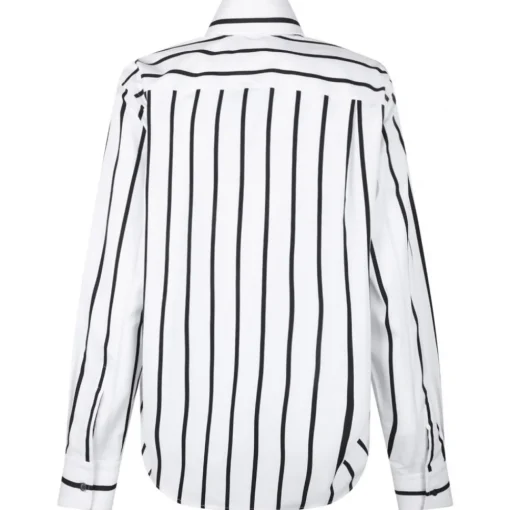 Alexander McQueen Shirts-- Skull Striped Shirt - White Black - Exclusive Luxury Collection - Avvenice